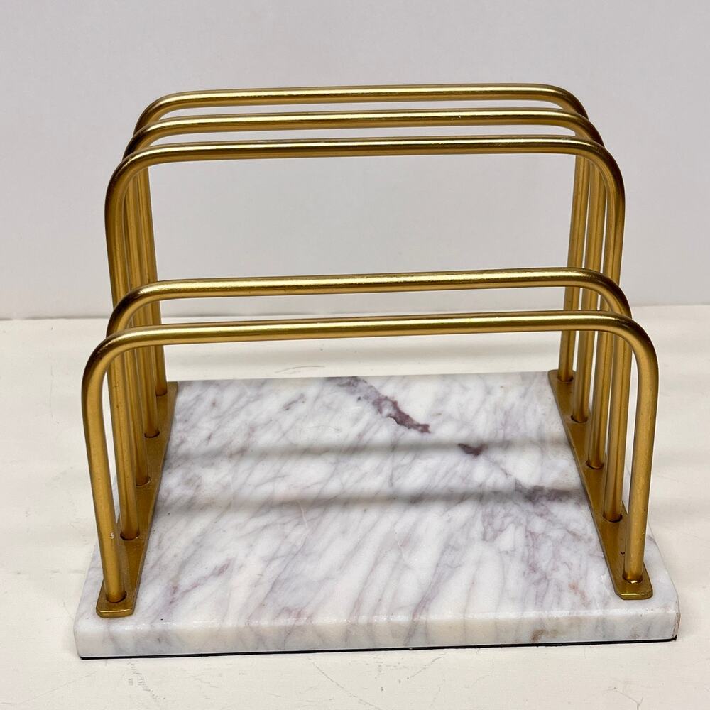 World Market Marble and Brass Color Letter Holder